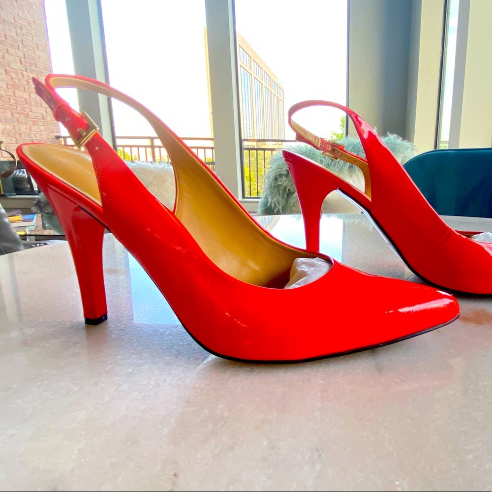 Nine West Gilliano orange slingback heel - Like New